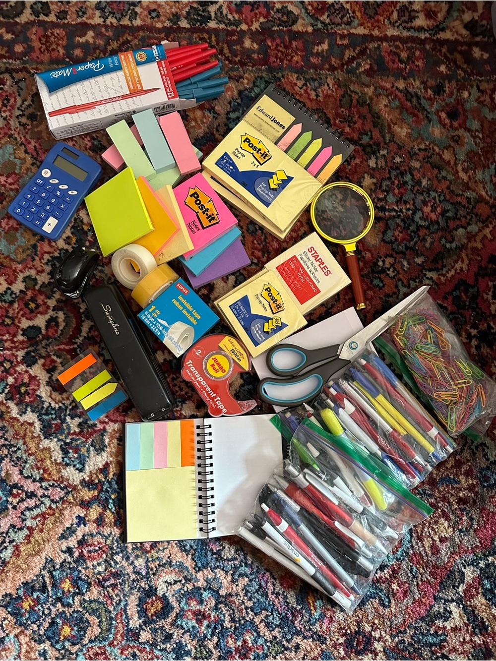 Assorted Office Supplies Kit with Post-it Notes and Pens - Multi-Color